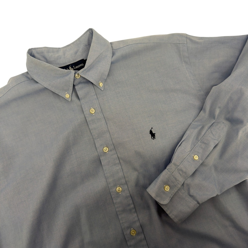 Ralph Lauren Yarmouth Pinpoint Oxford Shirt Blue Mens 16.5 33 Button Down Logo